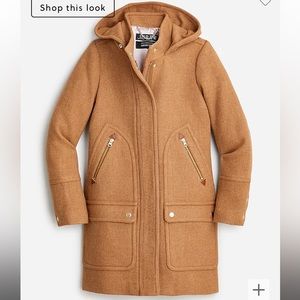 J. Crew Chateau Camel Hood Italian Stadium Cloth Wool Parka